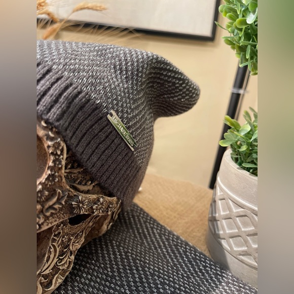 Set of 2 - Michael Kors Gray Hat-Beanie and Scarf Set w Sparkling Silver Details - Picture 8 of 13